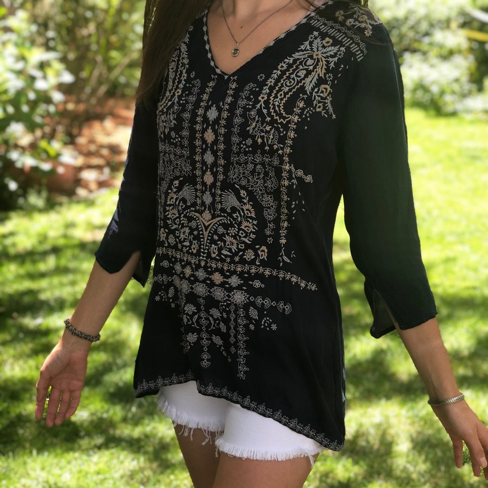 Johnny Was - Blue Embroidered Tunic